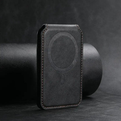 Luxury Brown Leather Magnetic Card Holder Wallet for iPhone