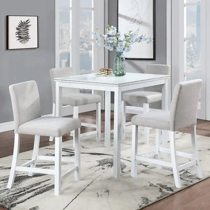 Contemporary 5-Piece Counter-Height Dining Set  Square Table with 4 Upholstered Chairs