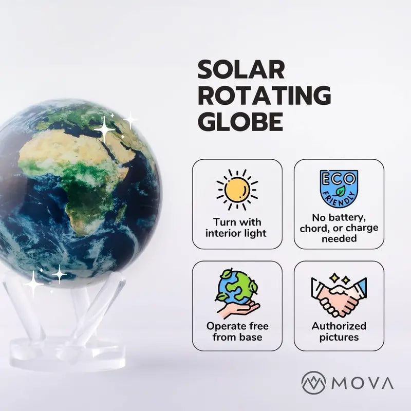 MOVA 4.5-Inch Light-Powered Self-Rotating Globe with Realistic Cloud Detail
