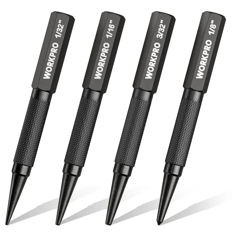 WORKPRO 4-Piece Precision Punch Set — Includes Nail and Center Punches in Common Sizes