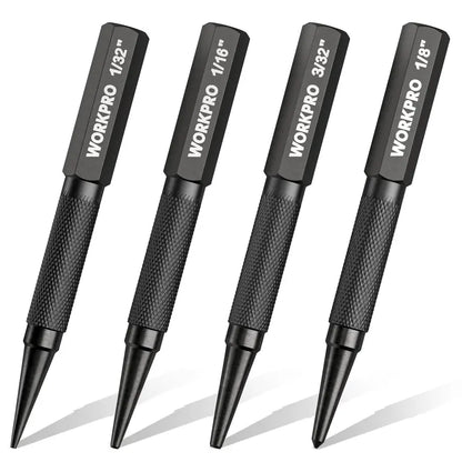 WORKPRO 4-Piece Precision Punch Set — Includes Nail and Center Punches in Common Sizes