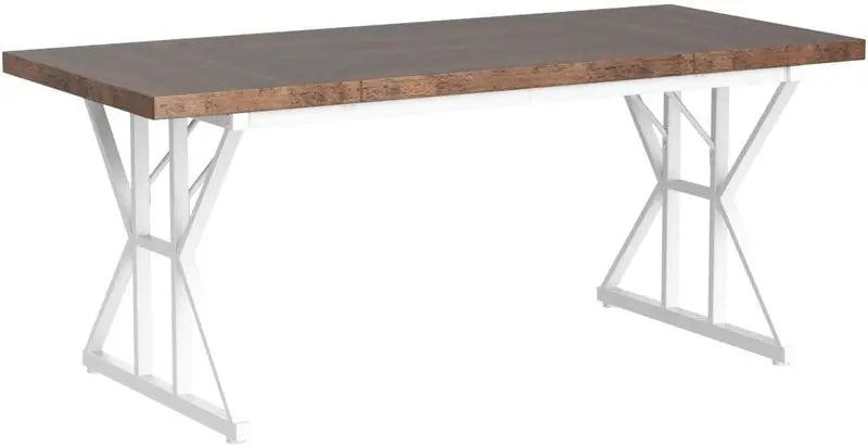 70.8-Inch Rustic Rectangular Farmhouse Dining Table for 6 — Solid Wood Top with Heavy-Duty Metal Legs