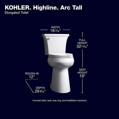 Highline Arc Two-Piece Elongated Toilet  Extra-Tall White Model with Seat (1.28 GPF)