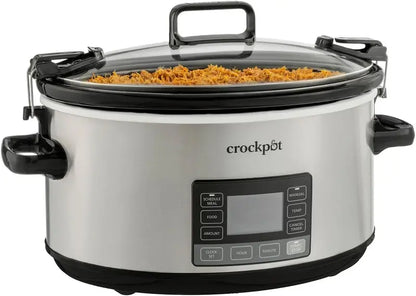 7-Quart Stainless Steel Slow Cooker  Programmable Timer, Locking Lid & Portable Design