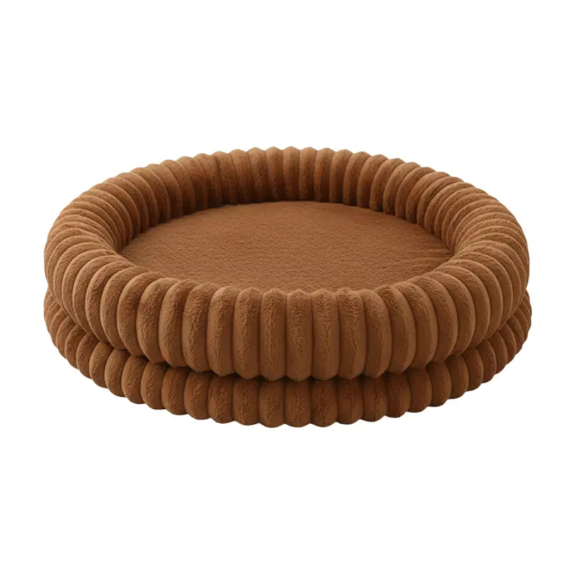 Circular Donut Pet Bed with Bolstered Rim and Non-Slip Bottom