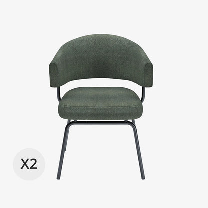 Lot de 2 chaises avec accoudoir tendance en tissu chenille vert Silva