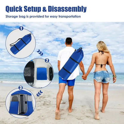 Heavy-Duty Double-Room Camping Shower & Toilet Tent with Integrated Storage Bag