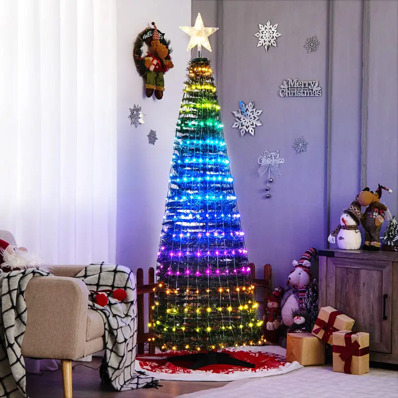 6-Foot Pop-Up Christmas Tree  Collapsible Pre-Lit Xmas Tree with 282 RGB LED Lights