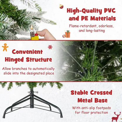6-Foot Pre-Lit Pencil-Style Artificial Christmas Tree with Snow Flocking and 280 Warm-White LEDs