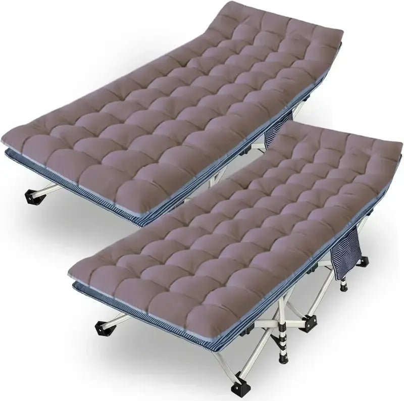 Heavy-Duty Folding Camping Cots with Built-in Mattresses  2-Piece Set for Outdoor Comfort
