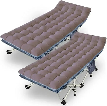 Heavy-Duty Folding Camping Cots with Built-in Mattresses  2-Piece Set for Outdoor Comfort