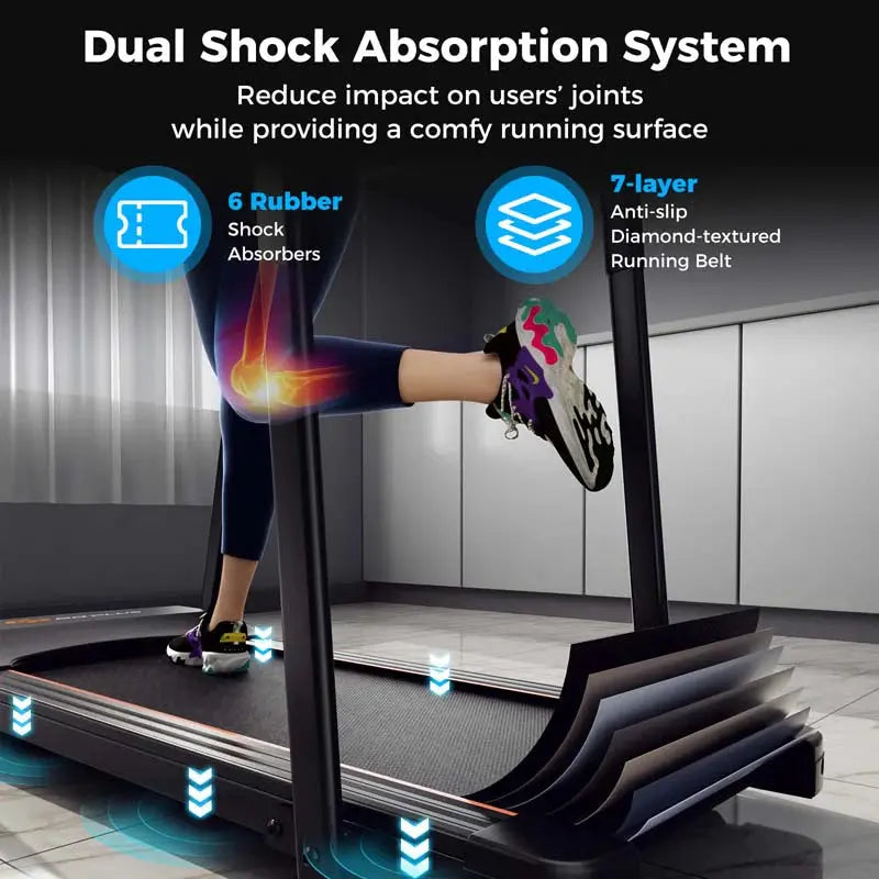 Senior-Friendly Walking Treadmill  2.5 HP Home Fitness Machine with Extended Handrails, 300 lb Capacity &amp; Heart Rate Monitoring