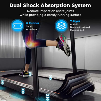 Senior-Friendly Walking Treadmill  2.5 HP Home Fitness Machine with Extended Handrails, 300 lb Capacity &amp; Heart Rate Monitoring