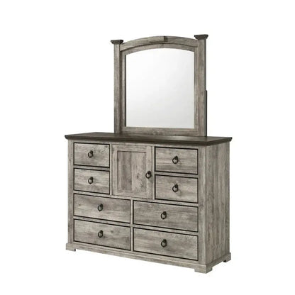 Aimon Rustic Gray Bedroom Set  5-Piece Panel Collection with Matching Furniture