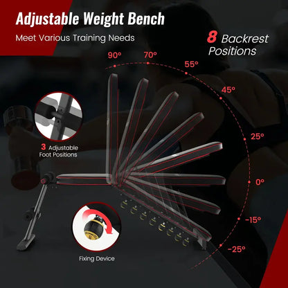 Heavy-Duty Adjustable Weight Bench, Multi-Position Strength Training Station