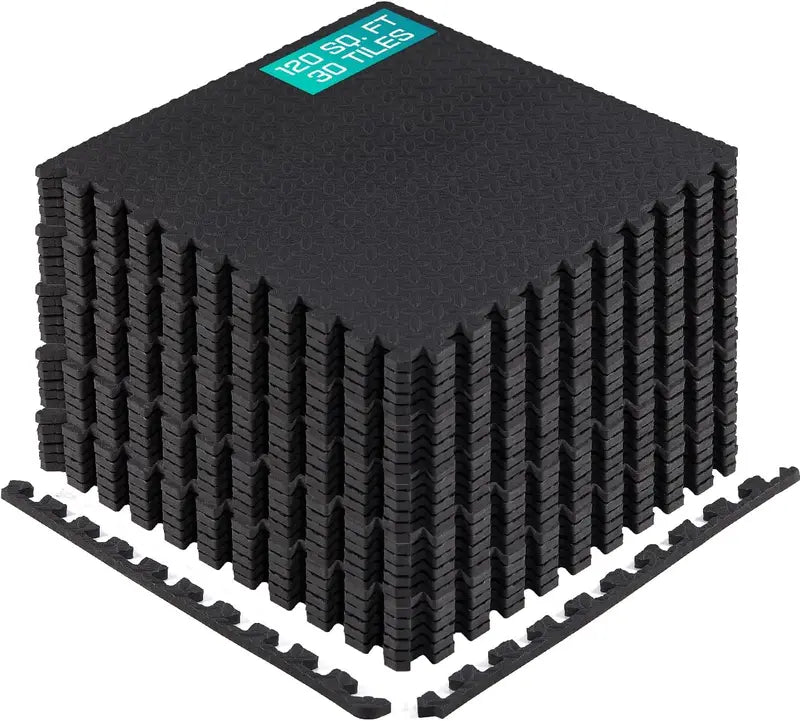 Yes4All Exercise EVA Mat, 120 Sq. Ft, Non-Slip, Durable, Easy Assembly, Home Gym Flooring