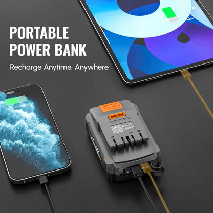 WORKPROX 20V 4.0Ah Fast-Charging Li-Ion Battery with USB-C Port and Digital LED Display