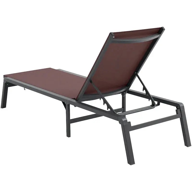 Adjustable Aluminum Outdoor Chaise Lounge Chairs  5-Position Reclining, Foldable Poolside Design