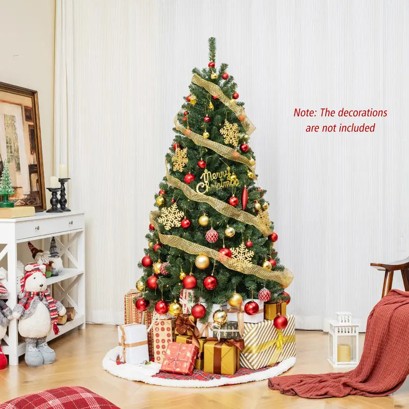 6 ft Pre-Lit Christmas Tree  Hinged Artificial Xmas Tree with 200 Warm White LED Lights