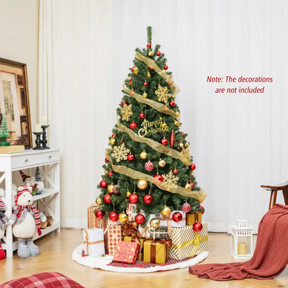 6 ft Pre-Lit Christmas Tree  Hinged Artificial Xmas Tree with 200 Warm White LED Lights