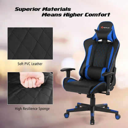 Adjustable Massage Gaming Chair  Reclining Backrest, Height-Adjustable Seat & Armrests