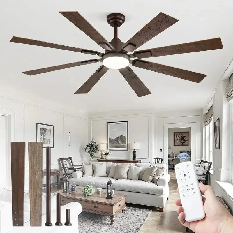 Zmishibo 72-Inch Ceiling Fan with Integrated Light & Remote Control  Indoor/Outdoor Rated