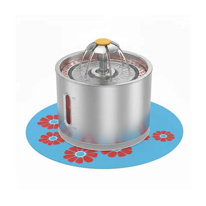 2.4L Stainless Steel Pet Fountain with LED Illumination and Quiet Flow Design
