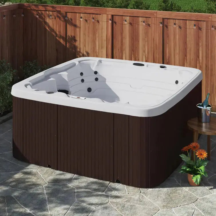 Lifesmart 7-Person Espresso Hot Tub with 22 Jets, Ozonator, and 110V Convenience