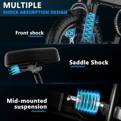 Folding Electric Bike for Adults  20MPH Commuting Ebike with Removable Battery & High Brushless Motor
