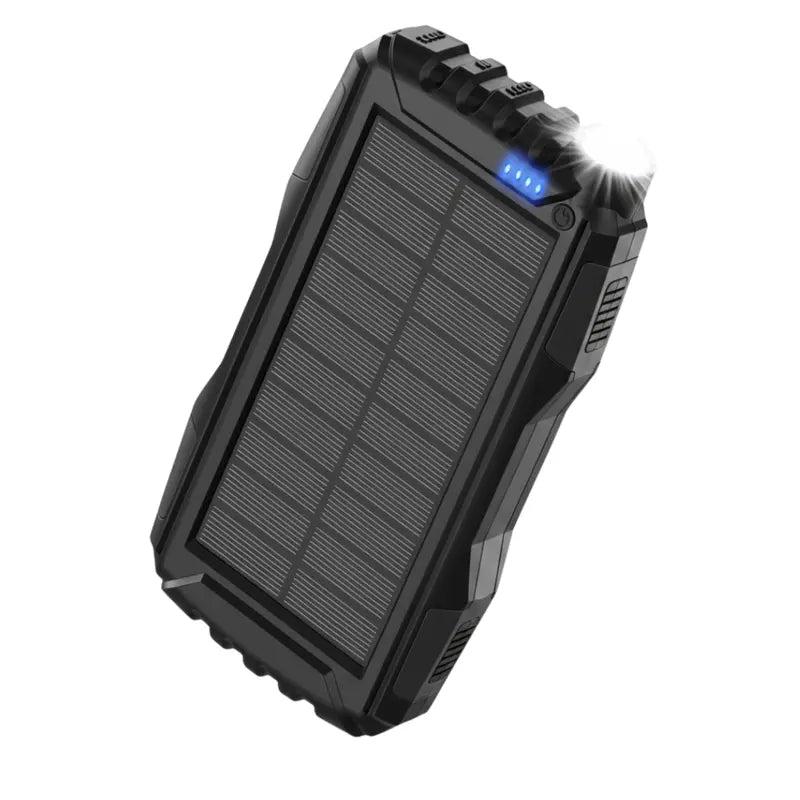 High-Capacity 42800mAh Solar-Powered Portable Charger with Built-in Flashlight