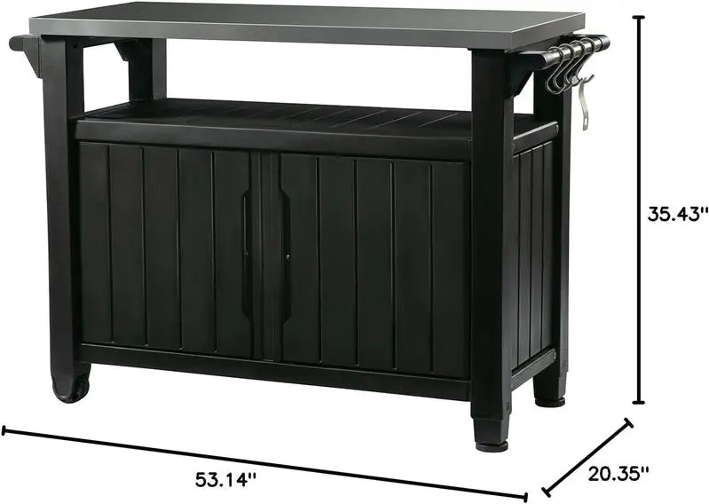 Keter Rolling Outdoor Utility Cart  3-Tier Dark Brown Table for Grilling, Bar Prep, or Garden Storage
