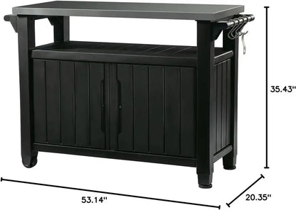 Keter Rolling Outdoor Utility Cart  3-Tier Dark Brown Table for Grilling, Bar Prep, or Garden Storage