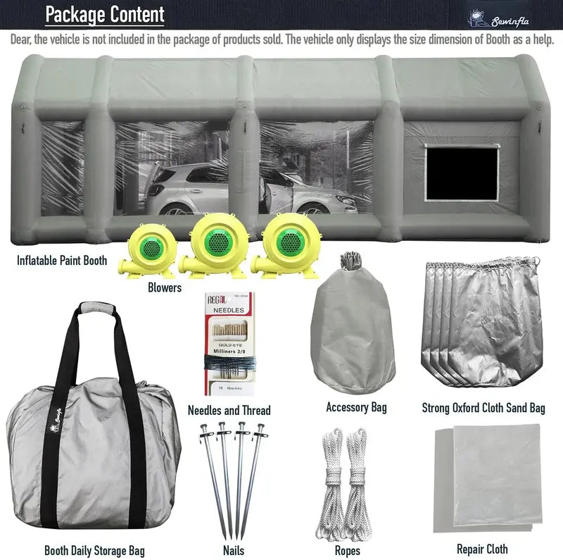 Sewinfla 30x20x13Ft Inflatable Paint Booth with Blowers &amp; Air Filter System  Professional Spray Tent