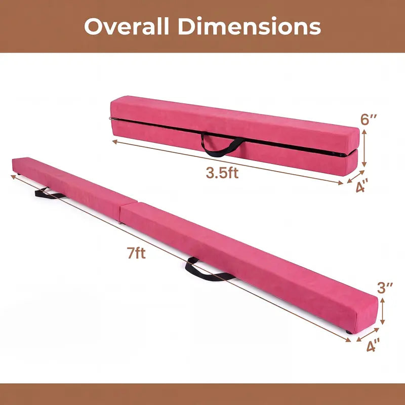 7-Foot Foldable Gymnastics Balance Beam with Non-Slip Foam Surface and Portable Design