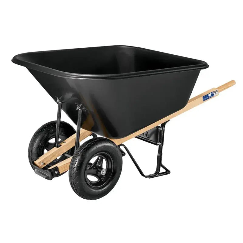 10-Cubic-Foot Poly Wheelbarrow with Pneumatic Tires and Ergonomic Hardwood Handles