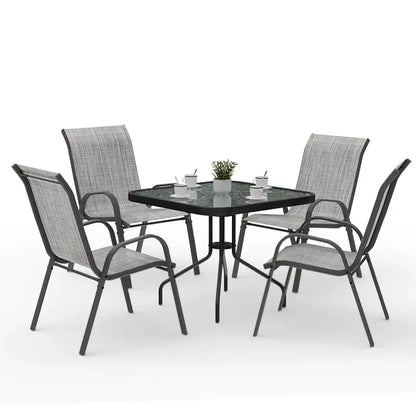 Amopatio 5-Piece Outdoor Dining Set Including Patio Table and Four Chairs