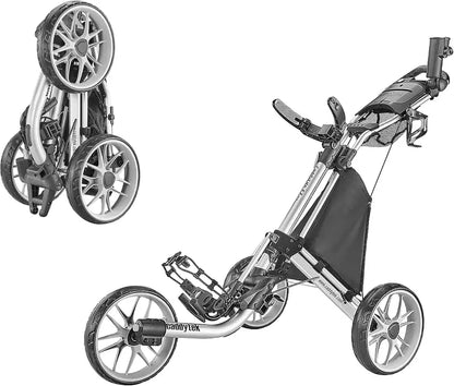 Lightweight 3-Wheel Folding Golf Push Cart  Collapsible Design with Foot Brake & Quick-Release Mechanism