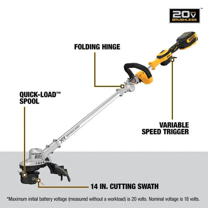DEWALT 20V MAX String Trimmer Kit Folding 14″ DCST922P1 from DEWALT