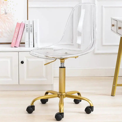 Adjustable Height Swivel Office Chair with Acrylic Back and Rolling Casters
