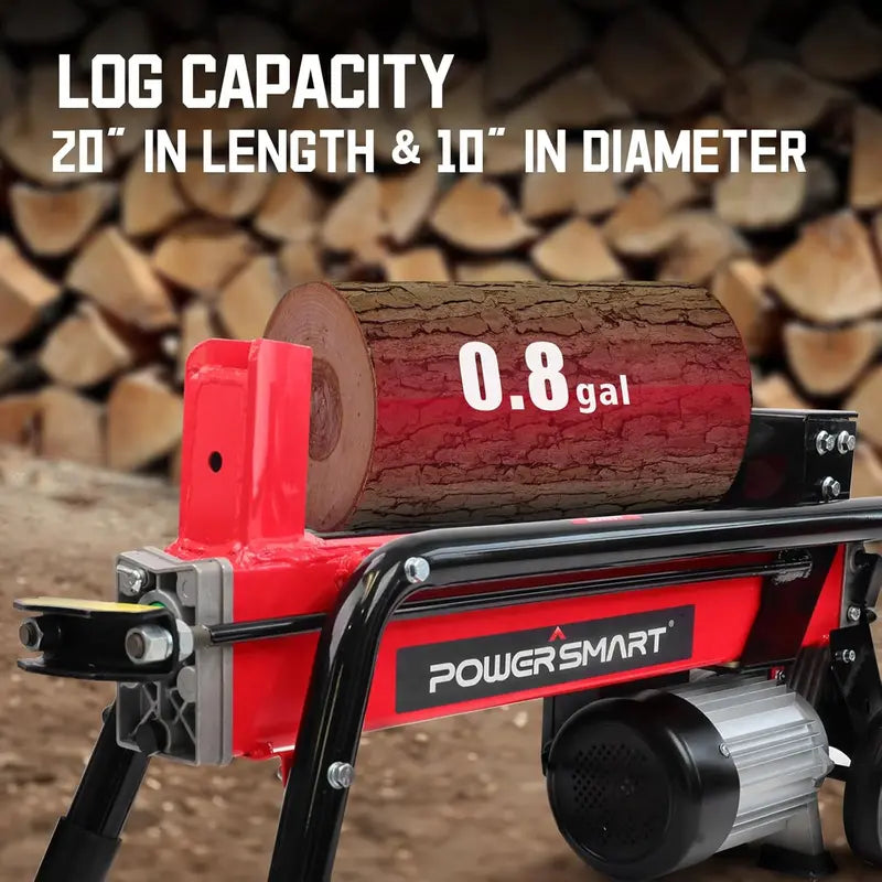 7-Ton Electric Log Splitter by PowerSmart  3500 RPM Motor, 15-Amp Horizontal Design with Heavy-Duty Steel Wedge for Firewood and Kindling