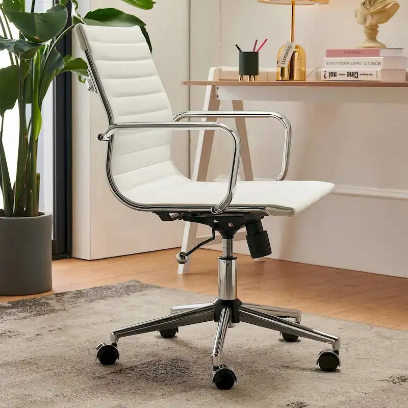 LUXMOD Ribbed Ergonomic Office Chair  Breathable Mesh Back & Adjustable Seat
