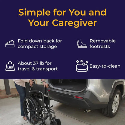 Drive Medical Silver Sport 1 Folding Transport Wheelchair  Lightweight, Compact Mobility Aid