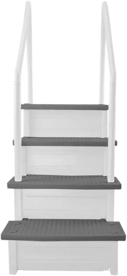 Select Anti-Slip In-Pool Steps  Gray Safety Stairs for Above-Ground Pools, Fits 48¡å54¡å Deck Heights, 300 lb Capacity