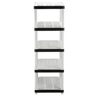 HDX 5-Tier Plastic Shelving Unit, 72″x36″x24″, 200 lbs Capacity, Gray