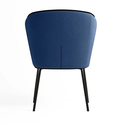 Chaise en velours avec détail liseré bleu nuit