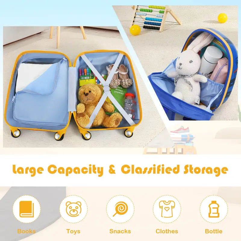 Kids’ Travel Luggage Set  12-Inch and 18-Inch Carry-On Suitcases Designed for Young Travelers