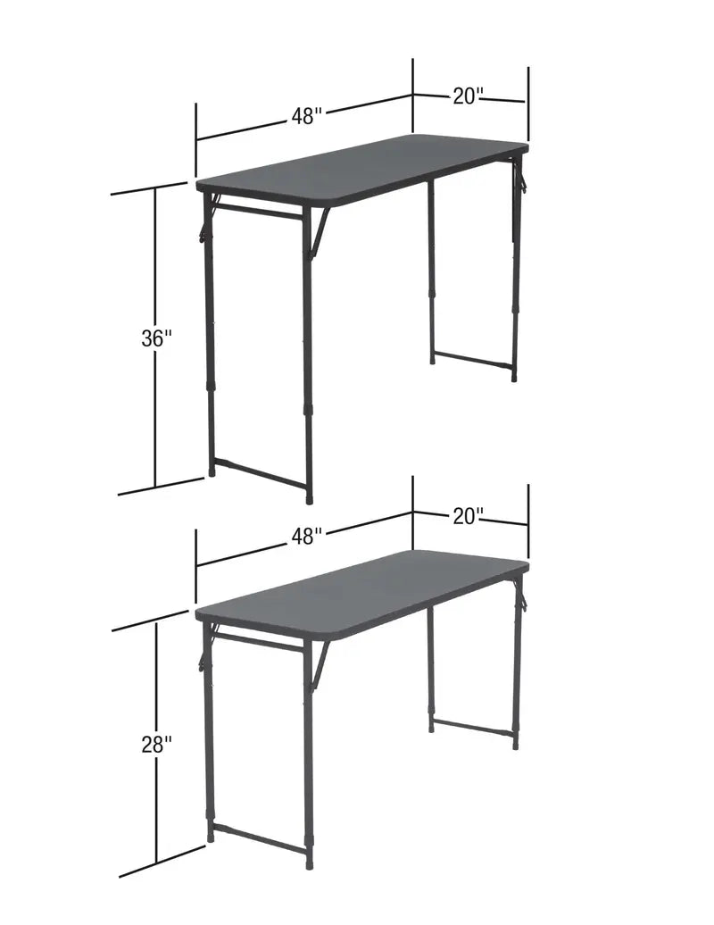 20” x 48” Adjustable Height PVC Top Table, Black
