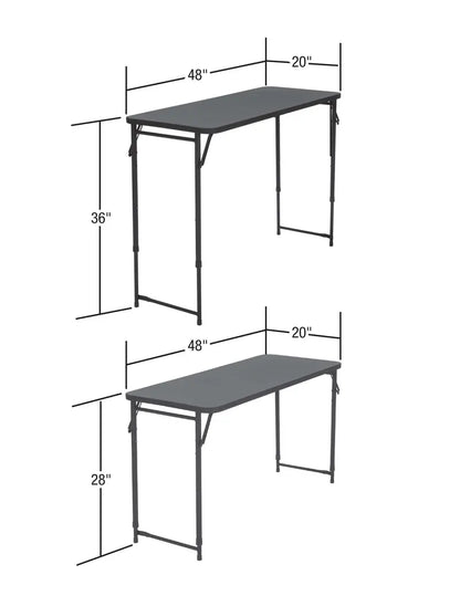 20” x 48” Adjustable Height PVC Top Table, Black