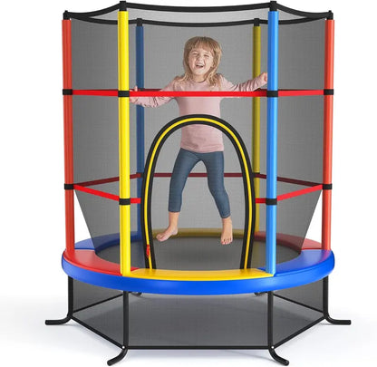 55-Inch Kids’ Trampoline  ASTM-Certified 4.6-Foot Toddler Bouncer with Safety Enclosure Net
