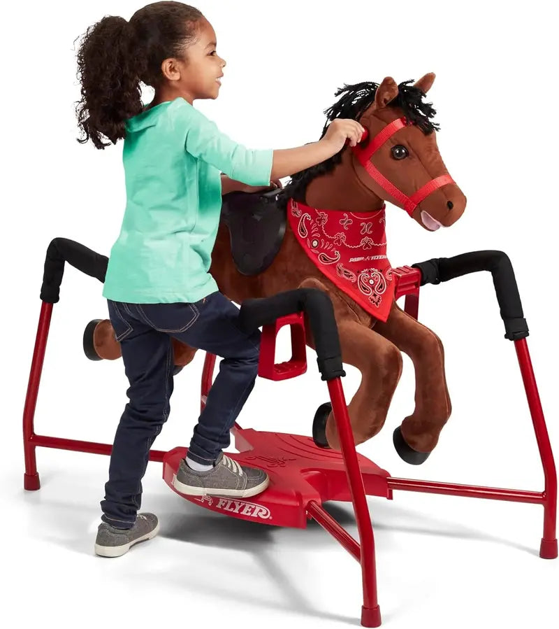 Brown Plush Interactive Ride-On Horse Toy for Kids